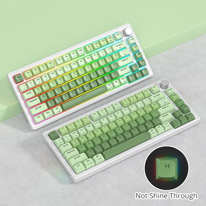 75% Wired Keyboard with Knob 75 Percent Gaming Green Keyboard Hot Swappable Gasket MountWhite Switch82 Keys TKL Mechanical KeyboardNKRO Creamy Keyboard for PC Laptop Windows Gamer(Light green)