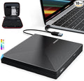 External CD DVD Drive Portable Type C &amp A USB 3.0 DVD +/-RW Player Burner Reader Writer Optical CD ROM Disc Drive for MacBook Laptop Desktop PC Mac OS Windows Linux with Carrying Case
