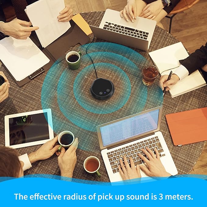 Bisofice 360° Omnidirectional USB Conference Mic Speaker Plug &amp Play BT Touch Control Works with Windows/Mac PC/Laptop