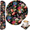 Keyboard Wrist Rest and Mouse Wrist Rest Pad with Cup CoasterMade of Memory FoamErgonomic SupportEasy-Typing and Pain Relieffor Gaming Office Home ComputerButterfly Flower