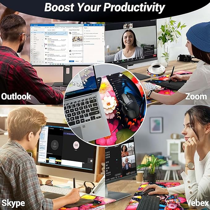 Large Mouse Pad and Keyboard Wrist Rest Desk Pad for Keyboard and Mouse 4-in-1 Large Gaming Mouse Pad with Wrist Support Desk Mat for Home Office Study GameColorful Butterfly and Flower