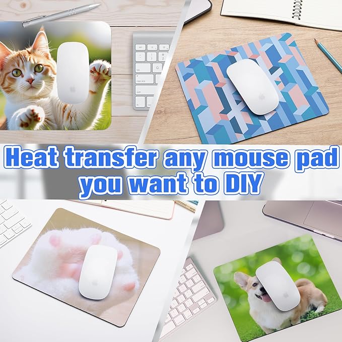 40 Pcs White Mouse Pad for Heat Transfer White Mouse Pads for Transfer Heat Press Printing Crafts DIY Rectangular Mousepad Mouse Pads with Non Slip Rubber Base(22x18x0.3cm)