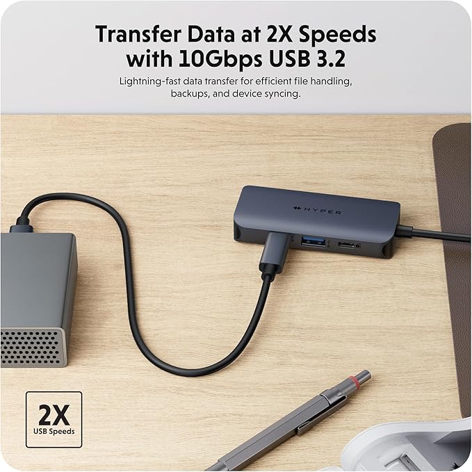 HyperDrive Next 4 Port USB C Hub for Mac PC Chromebook with 4K60Hz HDMI 2 USB-A USB C Hub 10Gbps USB-C 10Gbps 100W Power Delivery Ports