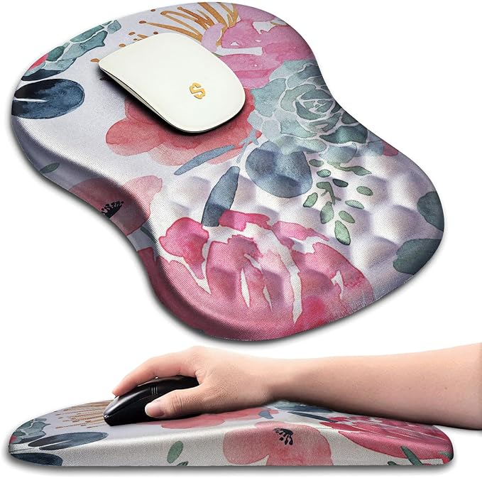 Ergonomic Mouse Pad with Wrist Rest Support Massage Design Mouse pad Relief Carpal Tunnel Pain Entire Memory Foam Non-Slip Mouse Pad Computer Mouse Pads for Wireless Mouse Pad Beautiful Flowers