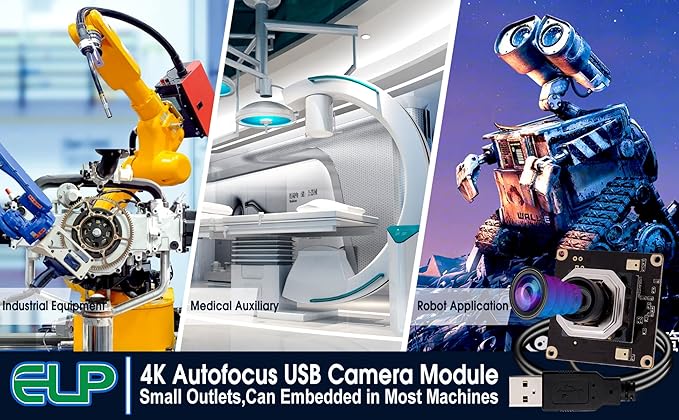 4K USB Camera Module Autofocus with Dual Microphone for Computer and Raspberry Pi Mini UVC USB2.0 Webcam Board 8mp Industrial Lightburn Camera IMX415 PC Camera Audio Video Web Camera for Laptop