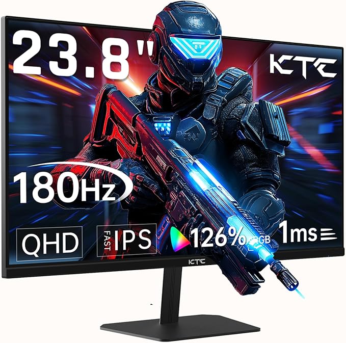 KTC 24 Inch 180Hz Gaming Monitor 2K QHD Fast IPS PC Gaming Monitor 1440p 1ms Computer Monitor 144Hz G-Sync and FreeSync Compatibility HDR Support HDMI Displayport VESA Q24T09