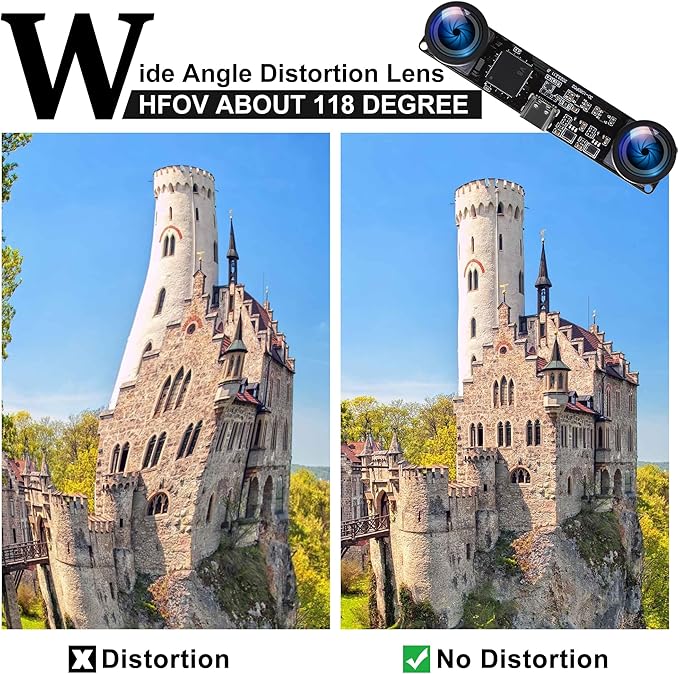 60fps USB Camera 4MP Synchronization Webcam Module with 120Degree No Distortion Dual Lens 3840X1080P 3D Stereo Webcam for PC Computer Cam for Face Recognition VR Biometric Detection