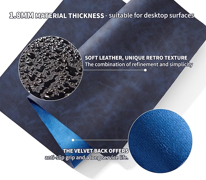 RENMTURE Large Mouse Pad and Keyboard Wrist Rest Desk Pad for Keyboard and Mouse Large Gaming Mouse Pad with Wrist Support Desk Mat for Work and Gaming (Blue)