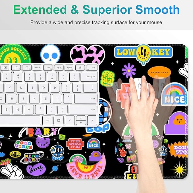 Gaming Mouse Pad Keyboard Wrist Support 4 in1 Mousepad with Wrist Keyboard Rest Computer Desk Mat Non-Slip Desk Pad Protector with Memory Foam Easy Typing Pain Relief I Cute Funny Style