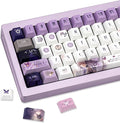 PBT Custom Keycaps 130 Keys Japanese Anime Purple Keycaps Cherry Profile Dye Sublimation Keycap Manga Style Key Cap Set for 60% 65% 75% TKL 100% Mechanical Keyboard