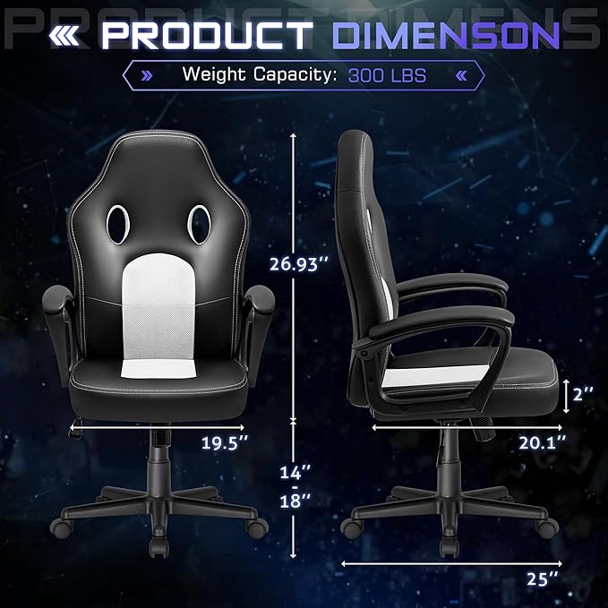 Office Gaming Chair Leather Computer Chairs High Back Ergonomic Adjustable Racing Game Desk Chair Executive Conference Chair (White)