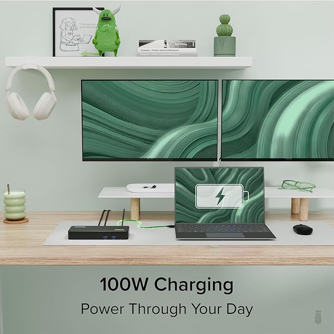 Plugable 12-in-1 USB C Triple Monitor Docking Station Triple 4K Displays with 3X HDMI or 3X DisplayPort Compatible with Mac Windows Thunderbolt USB4 USB-C (100W PD 6X USB Ports Ethernet)