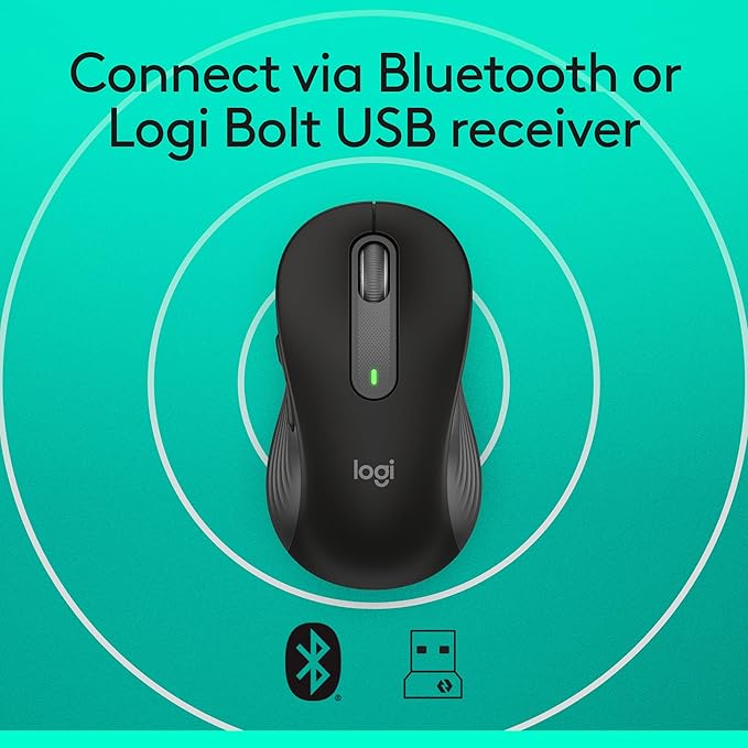 Logitech Signature M650 Wireless Mouse - for Small to Medium Sized Hands 2-Year Battery Silent Clicks Customizable Side Buttons Bluetooth Multi-Device Compatibility - Black (Renewed)