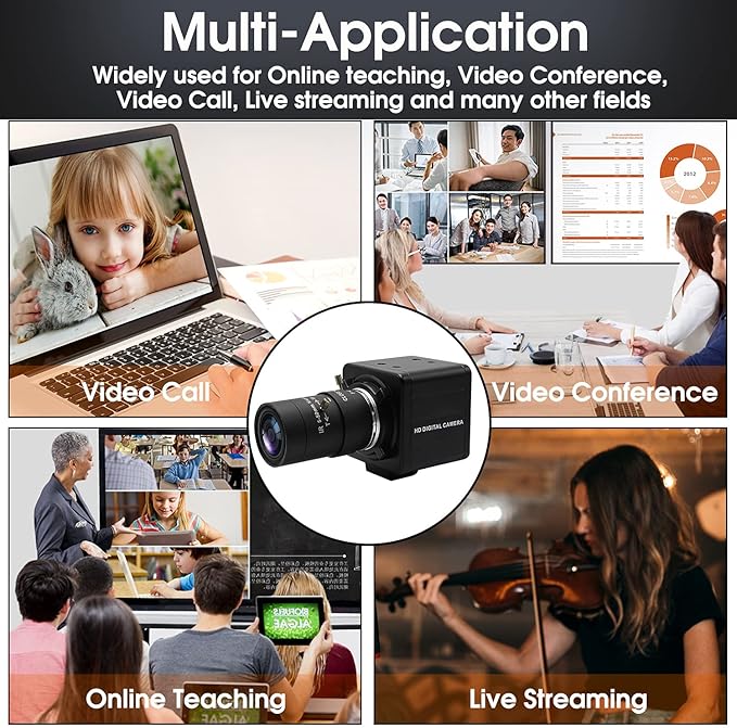 SVPRO 1080P Webcam with Zoom Lens 5-50mm 10X Optical ZoomManual FocusH.264 Low Light PC Camera with IMX323 Sensor USB Comptuer Camera for StreamingVideo ConferenceStudio Recording