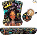 Keyboard Wrist Rest and Mouse Pad Wrist Support Set Ergonomic Gel Mouse Pad Wrist Rest with Non-Slip Base for Home Office Desk Pad African American Black Women Graffiti Girl Gaming Mouse Mat