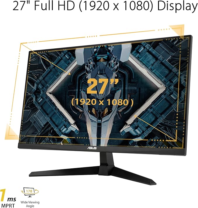 ASUS TUF Gaming 27” 1080P Gaming Monitor (VG277Q1A) - Full HD 165Hz (Supports 144Hz)(Renewed)
