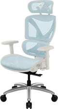 ThunderX3 XTC Ergonomic Office Chair for Adults Gaming Chair High Back Desk Chair Synchronous Tilt Self-Adjusting Lumbar Support and Backrest Adjustable Headrest Chroma Mesh White Blue