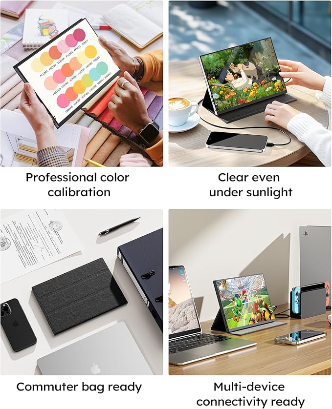 Portable Monitor10.5 HDR 1280P Ultra-Thin 100% sRGB Travel Portable Monitor for Laptop 420 Nits Mini Secondary Display with Protective Case &amp Speaker Monitors for Laptop PC Mac Phone PS4/5 Xb