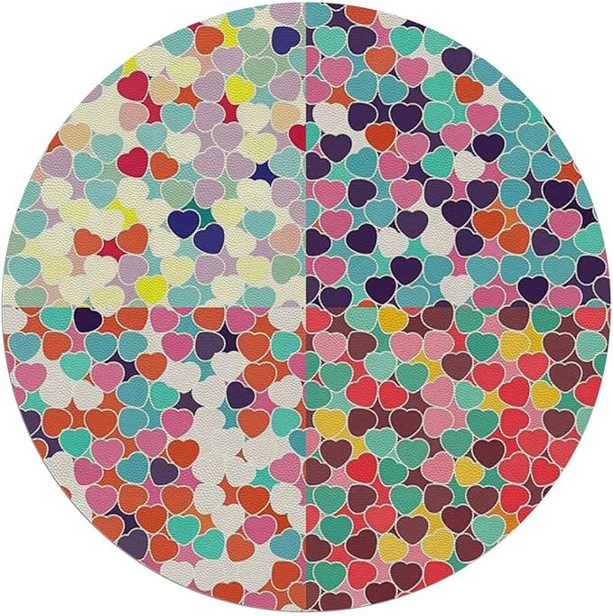 Multicolor PU Leather Chair Mat for Hardwood &amp Tile Floor Modern Circular Shaped Buttons Desk Chair Mat Large Anti-Slip Floor Protector for Home Office Abstract Diameter 39.4 in