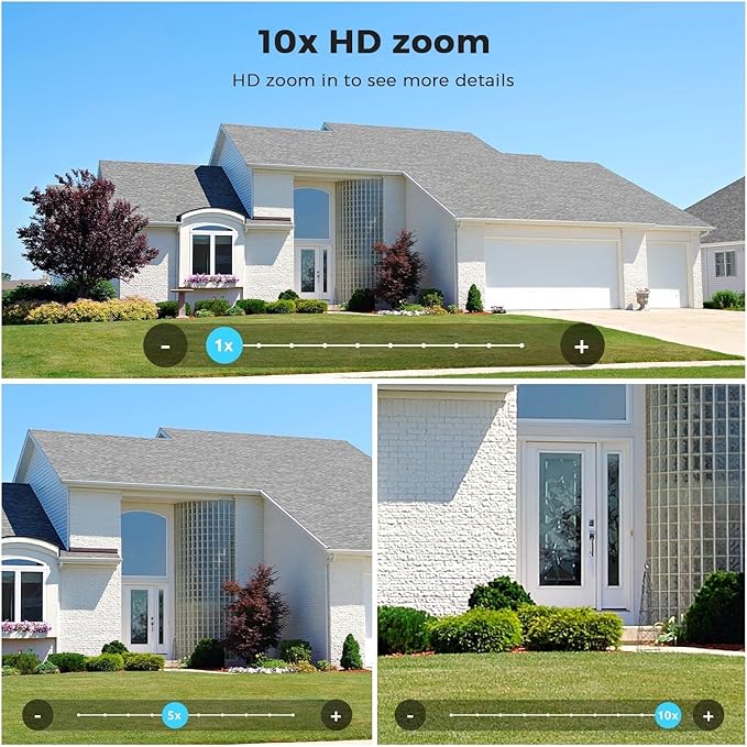 16MP WiFi Camera IP PTZ Three Screen 180° Wide Angle Auto Tracking 10X Digital Zoom 20MP Security Protection(U/K16MP with 128G Card)
