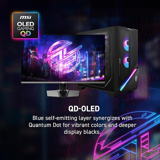 msi MPG 272URX QD-OLED 27-inch 3840 x 2160 (UHD) Computer Monitor 240Hz Adaptive-Synch HDMI DP Port VESA Mountable Tilt Speaker 0.03ms Black