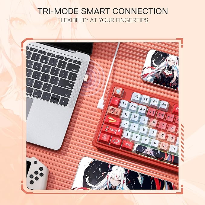 Redragon K673 PRO SE 75% 81 Keys Wireless Gasket RGB Gaming Keyboard 3-Mode Anime Mechanical Keyboard w/Hot-Swap Socket Dedicated Knob Control &amp 5-Layer Noise Dampening Custom Hi-Fi Linear Swit