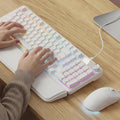 C98 Gaming Keyboard and Mouse Wired PC Gaming Keyboards with Multimedia Knob Wrist Palm&amp 3200 DPI RGB Backlit Computer Keyboard Quiet Membrane Gaming Keyboard for Windows/MAC/Laptop (White)