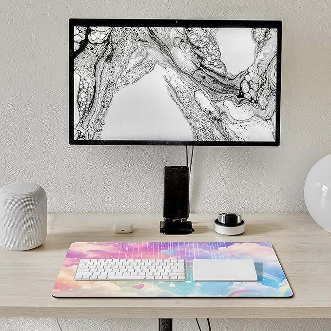 Cloudy Sky Mouse Pad Large Desk Mat Extended Keyboard Mouse Pad with Non-Slip Base and Stitched Edge Mouse Mat Desk Pad 30x16 Mouse Pads for Desk Home Office Gaming