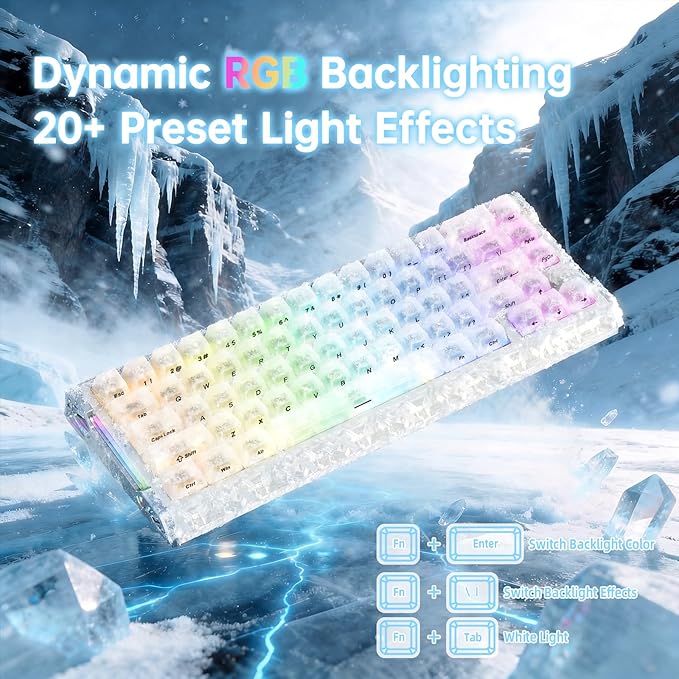 ATTACK SHARK R68HE Carbon Fiber 8000Hz Rapid Trigger Keyboard0.005mm RT Accuracy 68 Keys Wired Gaming Keyboard with Magnetic SwitchAdjustable Actuation Rapid TriggerRGB Lighting for PC/MacWhite