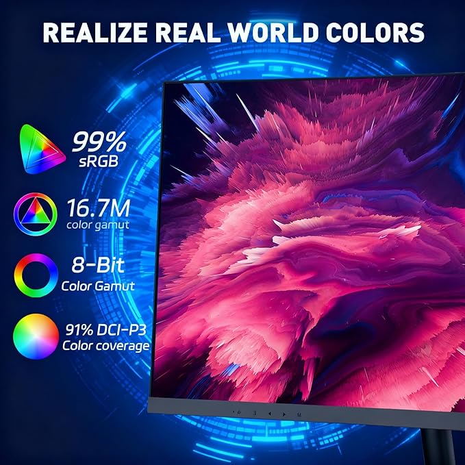 24 Inch Gaming Monitor – FHD 1080P 75Hz Refresh Rate 3ms Response Time AMD FreeSync Low Motion Blur Frameless Bezel HDMI/DP Ports VESA Mount Compatible for PC Gaming