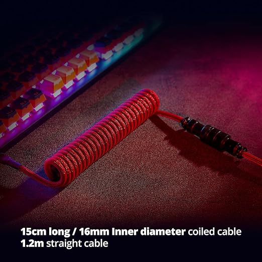 GUNMJO Pro Custom Coiled USB C Cable for Gaming Keyboard Double-Sleeved Mechanical Keyboard Cable with Detachable Metal Aviator 1.5M USB-C to USB-A Red Color