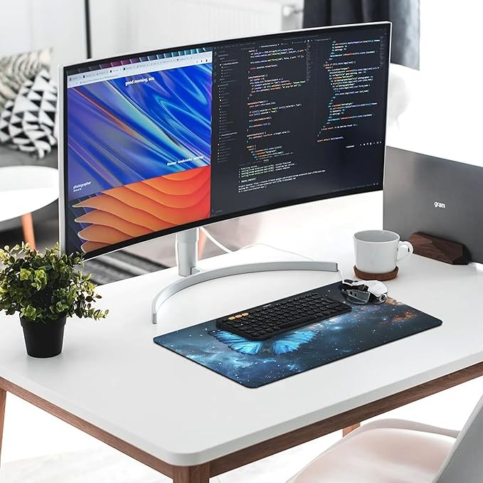 XXL Gaming Mouse Pad Animal Galaxy Butterflies XXL Gaming Mouse Pad Large Desk Mat Protector for Desktop Anti-Slip Rubber Extended Computer Keyboard Mat Writing Pad 15.7 * 35.4 inB-1768