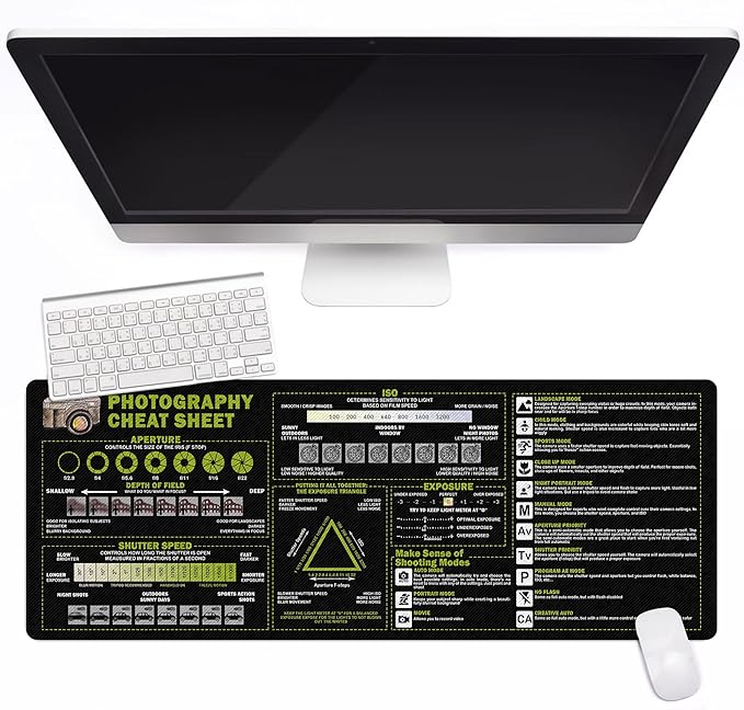 Photography Cheat Sheet Mousepad – Basic Camera Settings Reference for Photography Lovers &amp New Photographers Essential Computer Accessories for Study Work and Reference Purposes NNA