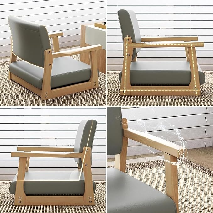 ELEFOCUS Japanese Gaming Meditation Chair with Armrests and Backrest Low Seat Suitable for Bay Window Office Home(Color1)