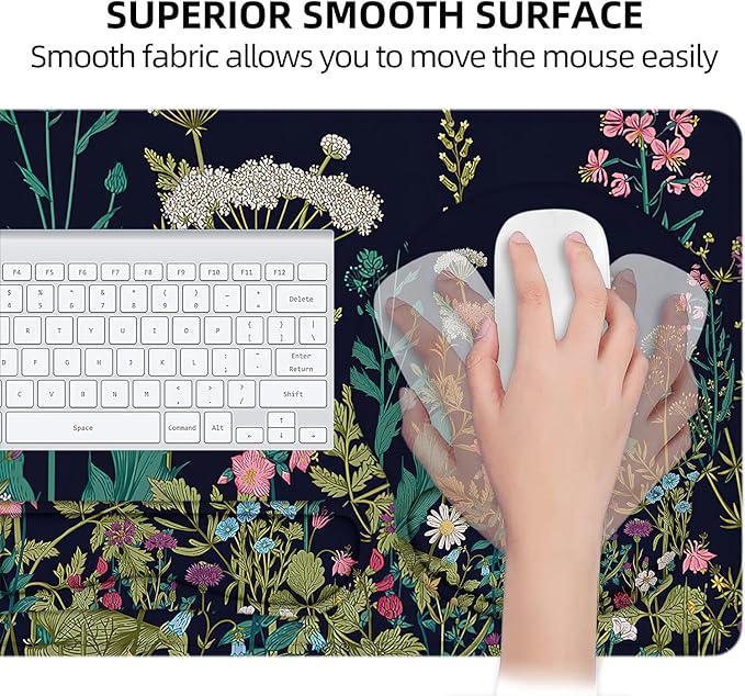 LATEEFAH Mouse Pad with Wrist Rest Large Mouse Pad Ergonomic Gaming Desk Pad Keyboard Wrist Rest Set 4-in-1 Desk Mat Keyboard Mat for Home Office