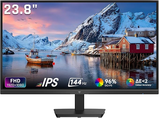 KTC 23.8 Inch Gaming Monitor FHD@144Hz 120Hz Monitor with IPS Panel Hardware Anti-Blue Light 95% DCI-P3 99% sRGB ΔE＜2 300 cd/㎡ 1500:1 Flicker Free and Adaptive Sync for Working and Gaming