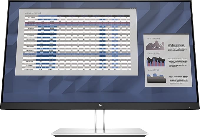 HP EliteDisplay E27 G4 27 Inch IPS LED Backlit Monitor FHD 1920 x 1080 Blue Light Filter HDMI VGA DisplayPort Black