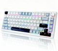 DstoPar Wireless Mechanical Keyboard75% Hot Swappable Gaming Keyboard With multifunction knobRGB BacklitGasket StructurePBT Keycaps Bluetooth5.0/Type-C/2.4GK81 mechanical keyboard (Bright White)