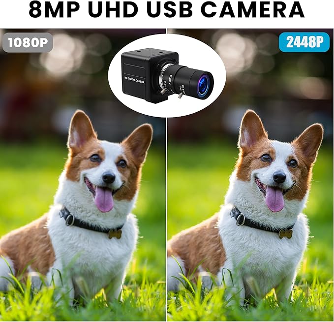 8MP USB Camera – 10X Optical Zoom [5-50mm Varifocal CS Lens] | 3264×2448 Resolution | Plug &amp Play for Raspberry Pi/Windows/Linux