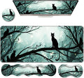 Ergonomic Keyboard Wrist Rest &amp Mouse Pad Wrist Rest SetXL Gaming Desk Mat 31.5x 11.8Non-Slip BaseMemory FoamEasy Typing Pain Relief for Office &amp HomeCats in Moonlit Forest