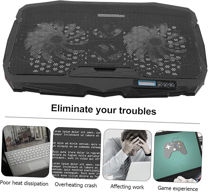 Tofficu Notebook Cooler Adjustable Height Led Fan Dual USB Ports Angle Support for Quiet Laptop Cooling and Ventilation Portable Laptop Cooling Mat