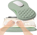 2-in-1 Ergonomic Set Wave Rise Keyboard Wrist Rest and Massage Bulge Slope Mouse Pad Wrist Support Cushion Memory Foam Integrated to Relieve Wrist Pain Light Green