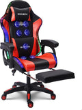 TBQATNTS Video Gaming Chair with Speaker and RBG Light Ergonomic Computer Chair with Massage Function Comfortable Computer Recliner with Footrest and Lumbar SupportGaming Chair for Adults Kids.Red