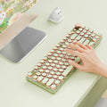 EWEADN V20 Green Typewriter Keyboard87 Keys Backlit Typewriter Style Mechanical Keyboards Media Control Knob Wired/BT5.0/2.4G Typewriter Style Computer Keyboards Pink Switch for Windows/Mac/PC