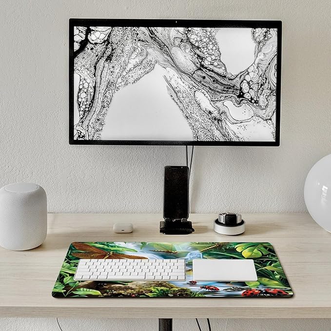 Green Frog Desk Mat Desk Pad Large Mouse Pad Anti-Slip Big Mousepad with Stitched Edges Computer Mouse Pads for Gaming Home Office Work 16x30