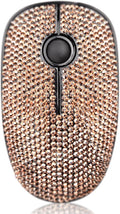 Luxury Bling Crystal Rhinestone 2.4G Ultrathin Silent Wireless Mouse with Nano Receiver 1600 DPI Precise Control for Notebook Computer PC Laptop MacBook and Chromebook - Rose Gold