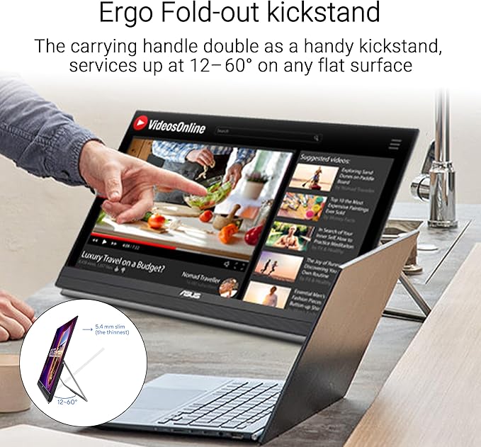 ASUS ZenScreen 27” 1440P Transportable Monitor (MB27ACF) - QHD (2560 x 1440) IPS 100Hz USB-C PD 70W Speakers Carrying Handle Kickstand C-clamp Sub-woofer 2.1 Channel Audio 3 yr Warranty