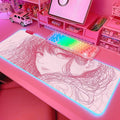 JMIYAV Pink RGB Gaming Mouse Pad 31.5x12 Inch PC XL Large Extended Glowing Led Light Up Desk Pad Non-Slip Rubber Base Computer Cute Mousepad Mat Desk Accessories Gaming Setup 39-9671