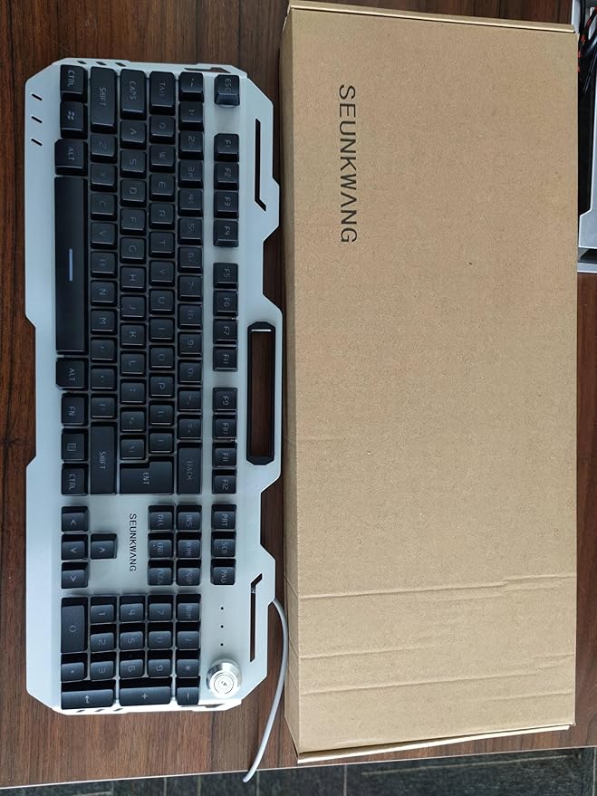 Wired Gaming Keyboard 104 Keys Wired Gaming Keyboard with Mouse Pad All-Metal Panel Quiet Computer Keyboard with Blue Backlit Knob Light Up Keyboard Wired Keyboard for PC Gamers-Black