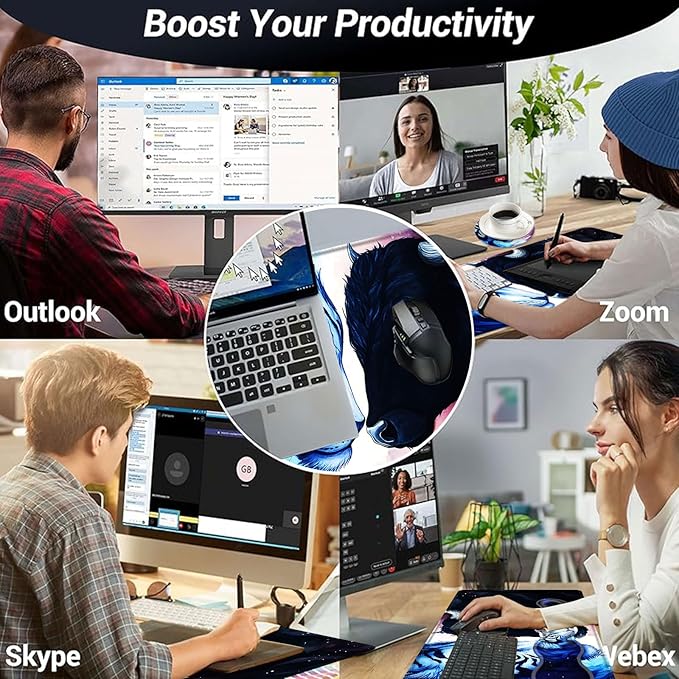 Large Mouse Pad and Keyboard Wrist Rest Desk Pad for Keyboard and Mouse 4-in-1 Large Gaming Mouse Pad with Wrist Support Desk Mat for Home Office Study GameTiger and Cow
